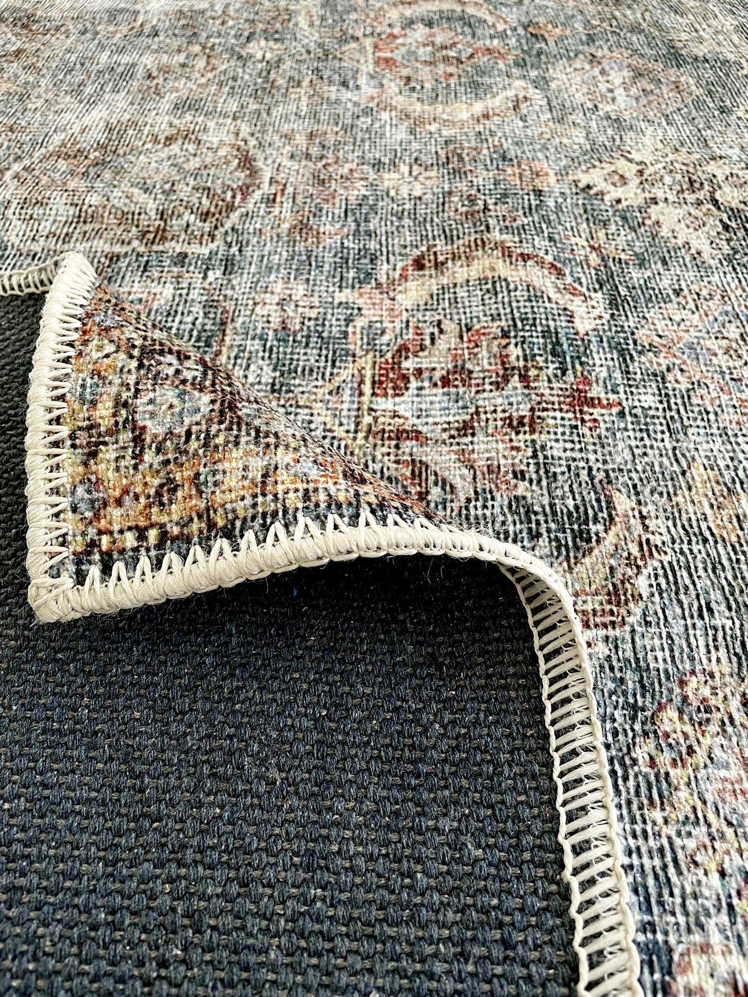 sorra blue and brown traditional distressed washable rug sorra blue and brown traditional distressed washable rug