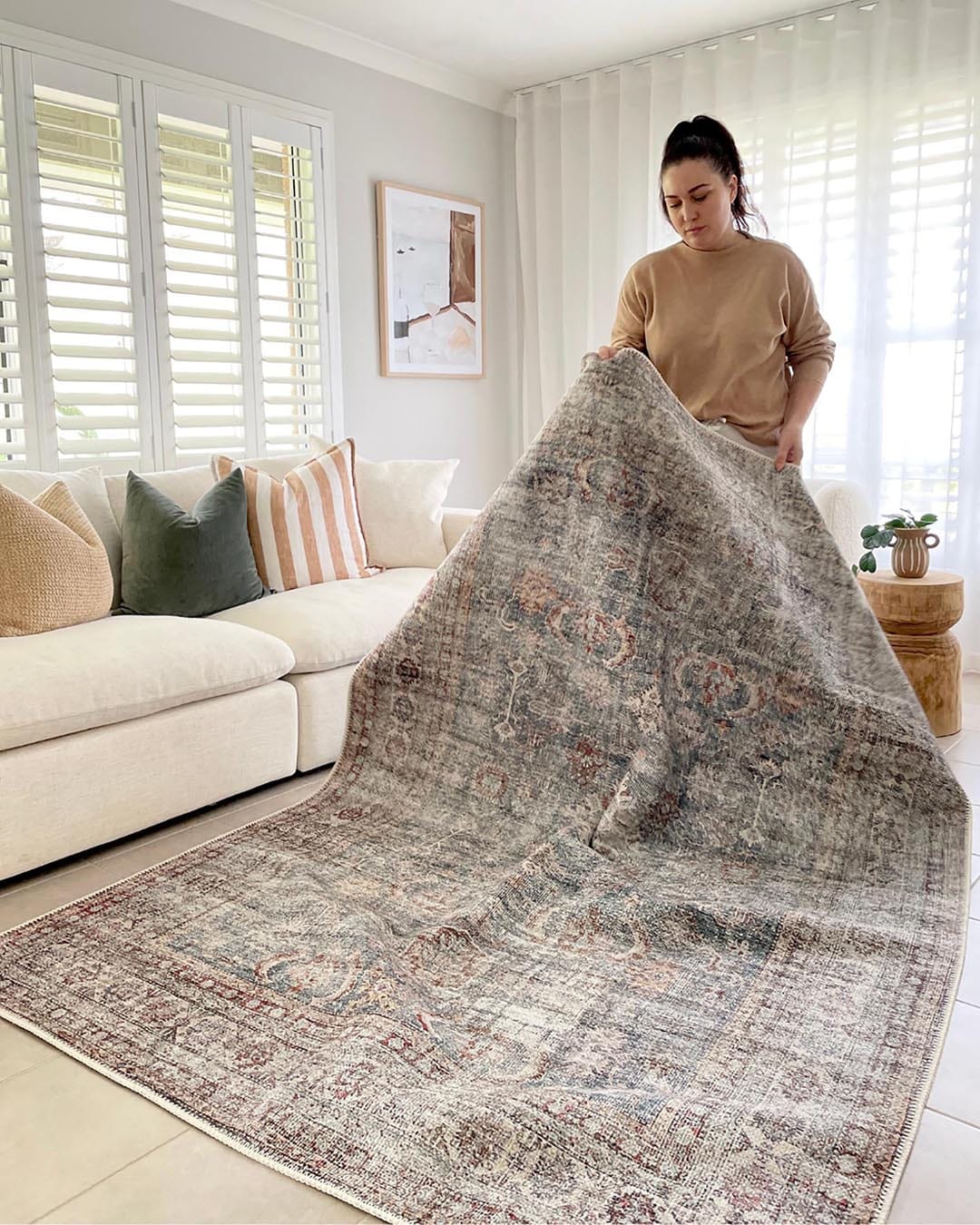 sorra blue and brown traditional distressed washable rug sorra blue and brown traditional distressed washable rug